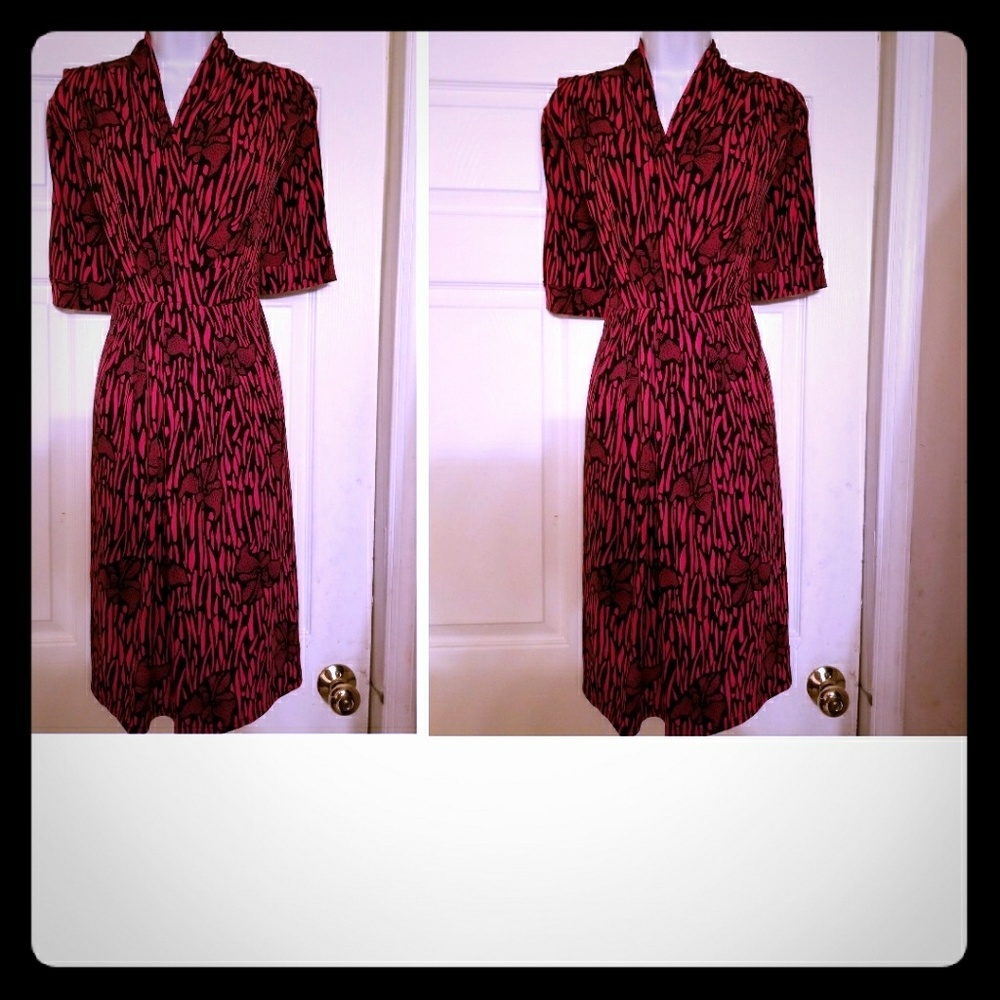 Beautiful red&black zebra print jersey knit dress
